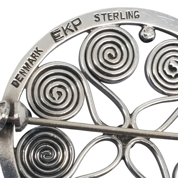 Eivind Knud Petersen Sterling Silver Flower Swirl Brooch #20520 - Picture 7 of 8